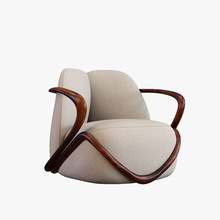 戈尔曼北欧设计师轻奢单人沙发椅客厅布艺实木新中式拥抱休闲椅