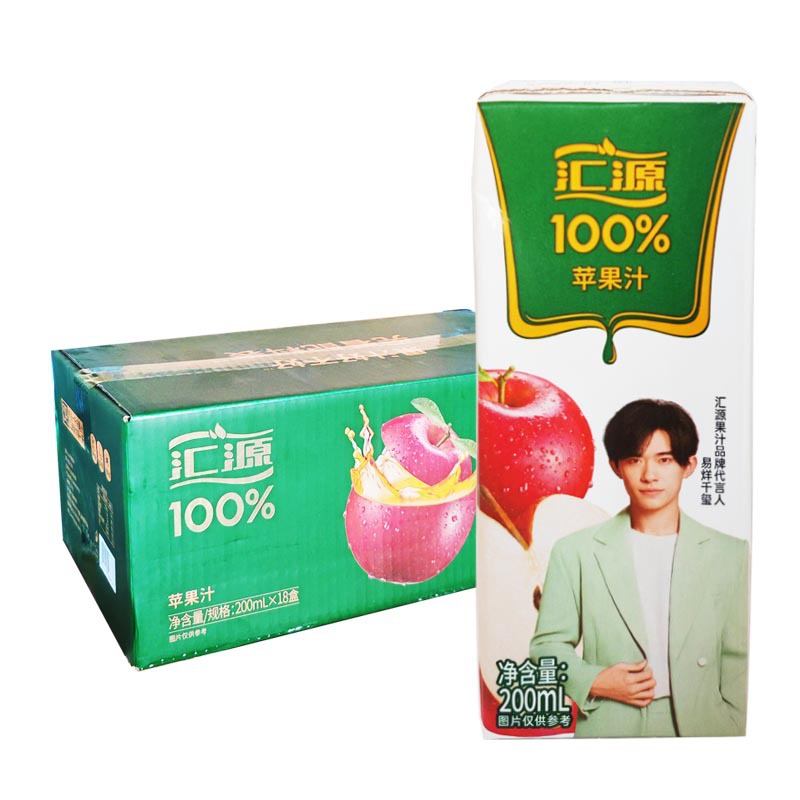 汇源100%果汁饮料苹果汁200ml*18盒 纯果汁饮品 整箱-阿里巴巴