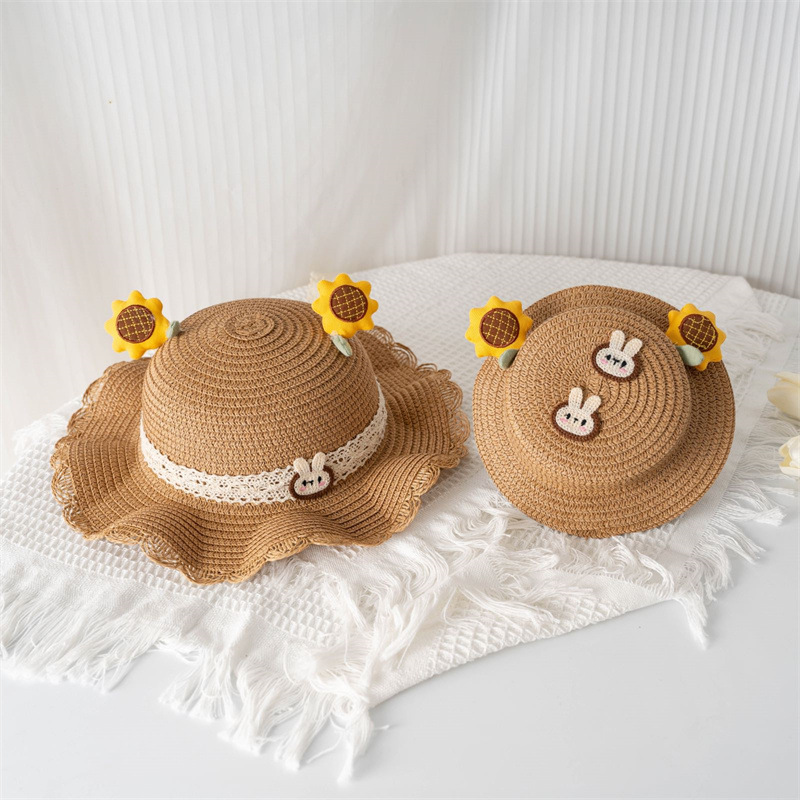 New Children's Sun Hat Girls' Summer Straw Hat Bag Set Sun Protection Sun Hat Summer Princess Baby Beach Hat