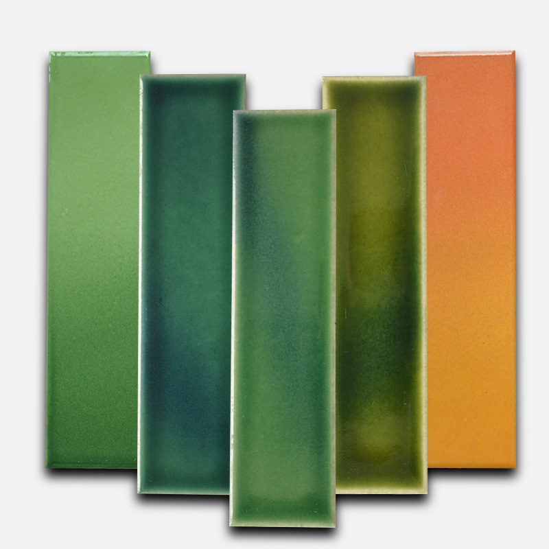 绿色渐变色手工砖餐厅厨房卫生间墙砖网红复古瓷砖厕所窑变地砖