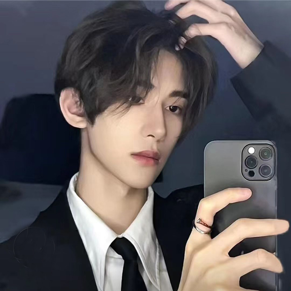 伯乐假发男短发黑棕色帅气逼真夏季中分自然透气头顶整顶假发套