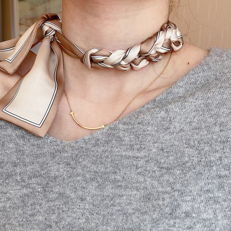 复古法式发带 长飘带女丝巾仿真丝4*150百搭纯色空姐领巾伴手礼品