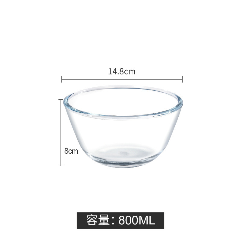 Direct Sales Simple Transparent Microwave Oven High Temperature Resistant Glass Bowl Dough Basin Household Fruit Salad Bowl Snack Box