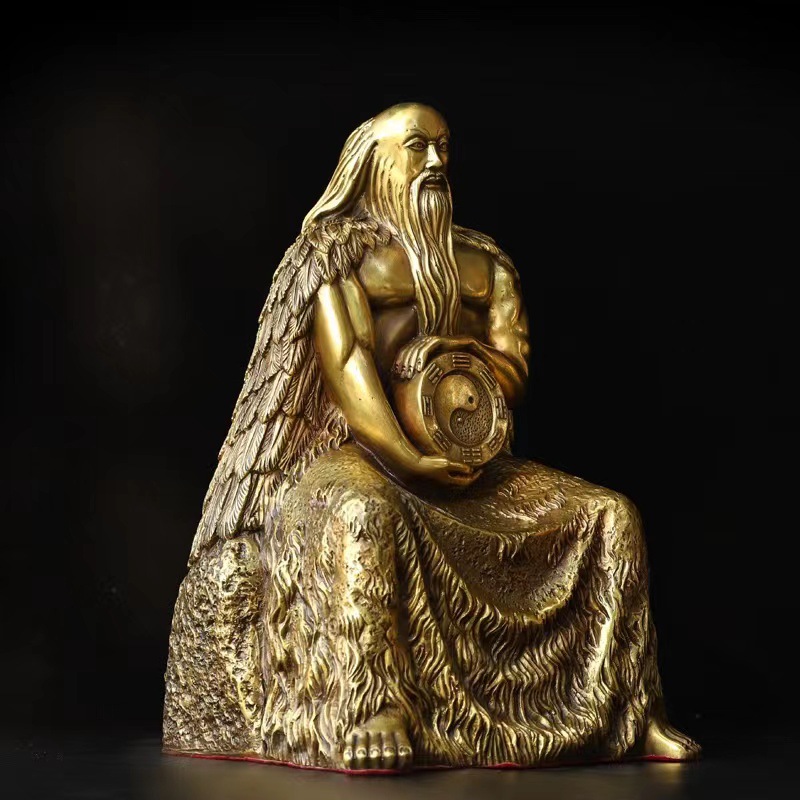 人王伏羲坐像摆件纯铜人文始祖铜像祖师道教神像大号供养佛像