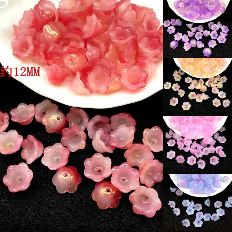 10 Glass Crystal Glass Bell Wind Chimes Flower Linglan Buds Ancient Style Han Chinese Clothing Hairpin Hairpin Accessories Diy Material