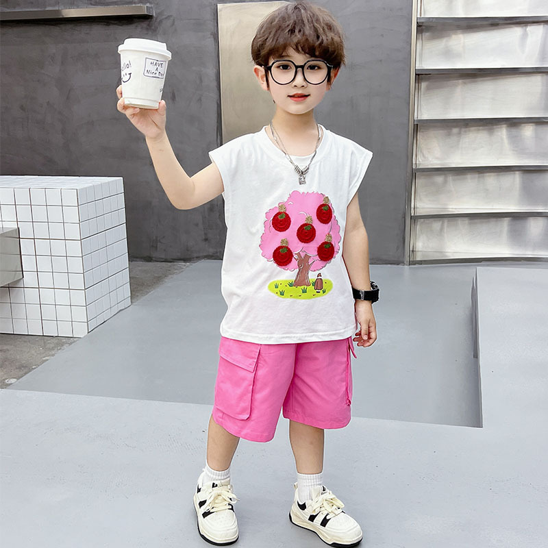 痞帅童装男童夏装套装2024新款儿童夏季背心洋气男宝夏天无袖衣服