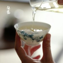 茶人 手工超薄胎主人杯釉下手绘青花茶杯日式功夫茶具单杯品茗杯