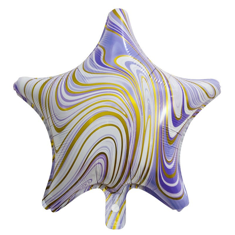 Aluminum Film 18-Inch Agate Five-Pointed Star Love Color Cloud Pattern Valentine's Day Birthday Party Atmosphere Decorations Arrangement Balloon