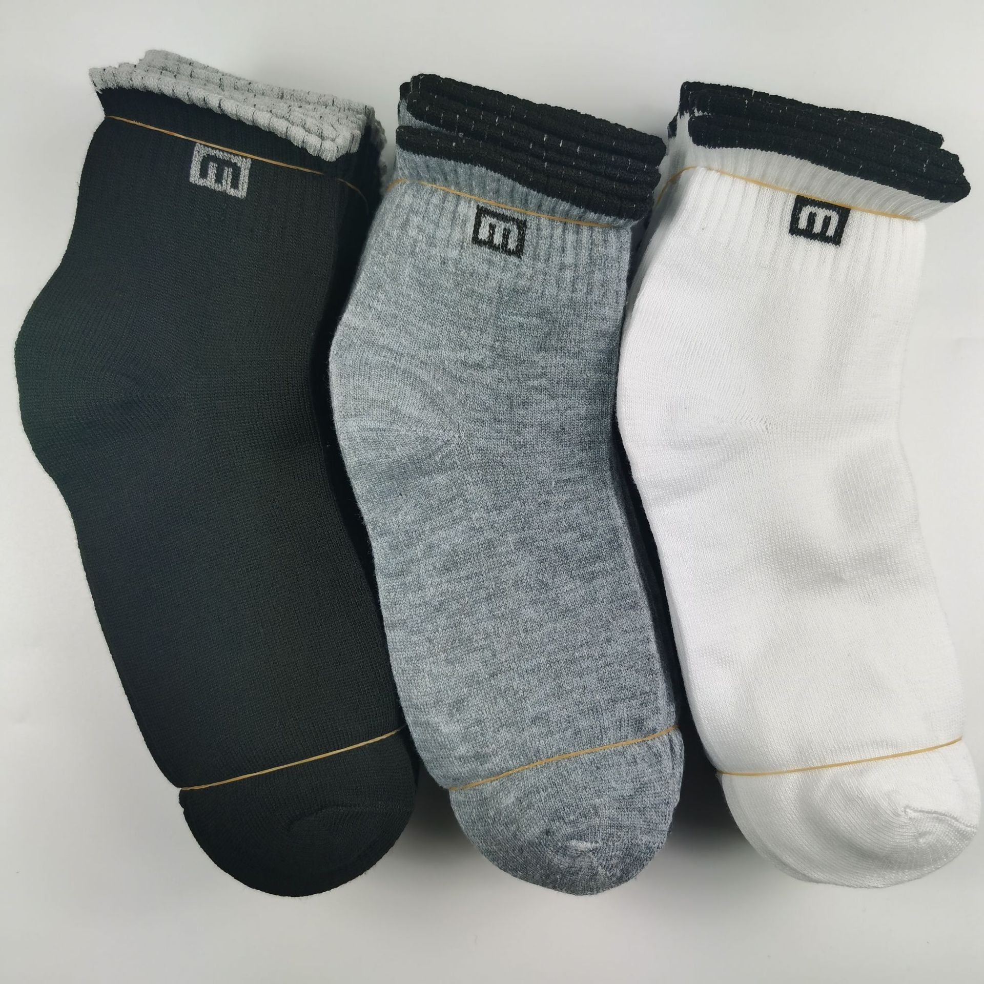 Socks Men's Mid-Calf Black White Gray Socks Athletic Socks Middle-Aged and Elderly Socks Running Rivers and Lakes Socks Wholesale Stall Supply Factory