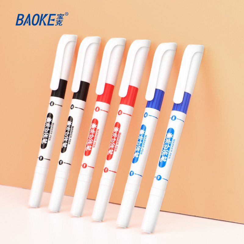 宝克双头美术勾线笔学生小号记号笔diy画笔可加墨水性马克笔批发