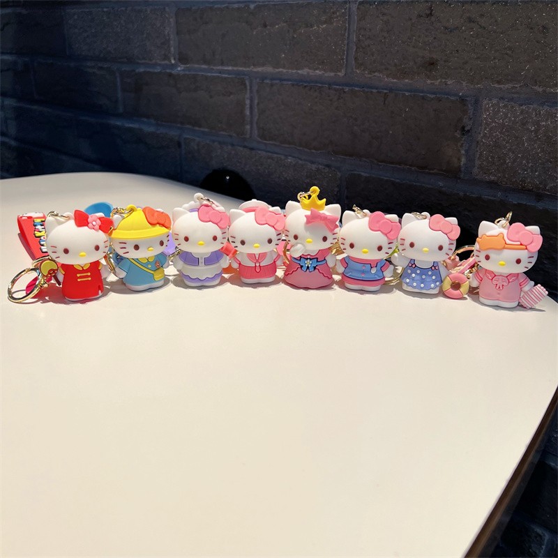 Creative Cartoon Crossdressing KT Keychain Cute Sanrio Party KT Key Chain Pink Kitty Pendant Wholesale