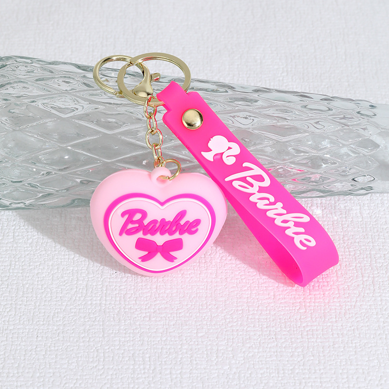 Cartoon Barbie Doll Keychain Pendant Cute Heart Shape Flashing Light Silica Gel Doll Bag Car Small Ornaments Gift