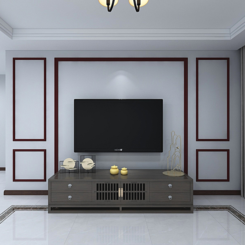 新中式实木线条装饰木线条电视背景墙边框客厅沙发墙造型线黑棕色