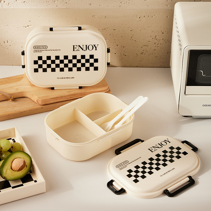 good-looking cream style portable lunch box microwaveable heating lunch box student office worker compartment bento box