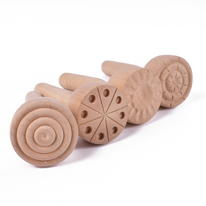 幼儿园手工制作玩橡皮泥陶泥木头工具组合黏土模具 造型捣模组4个