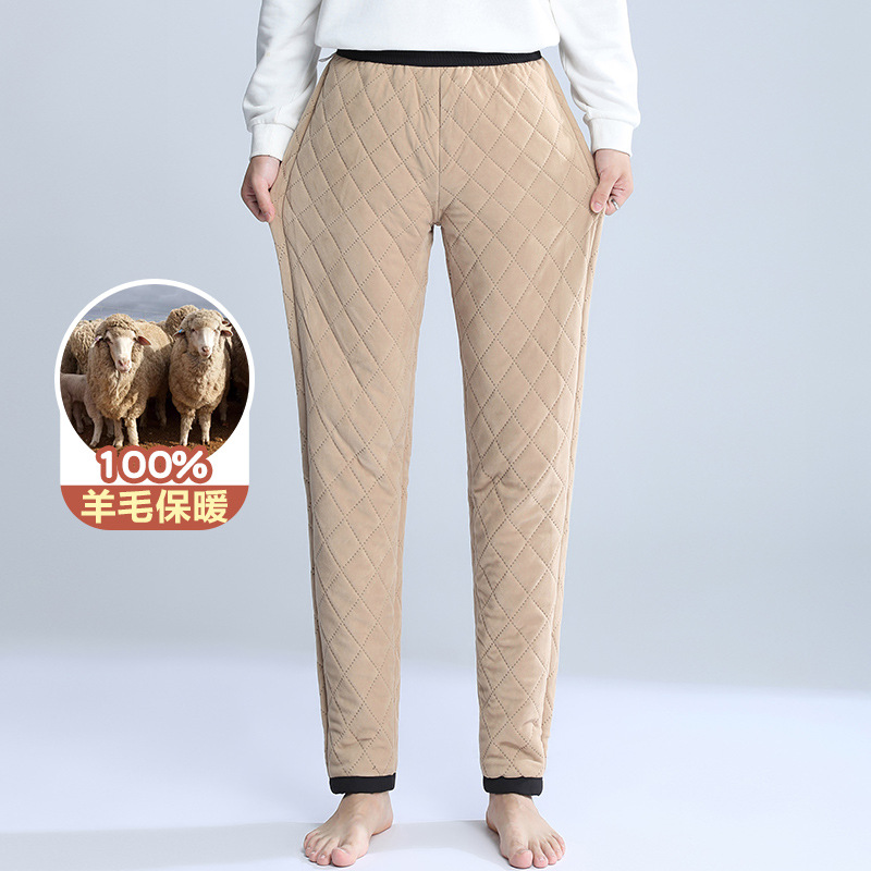 Wool Casual Pants Men's High Waist Velvet Thickening Wind-Proof and Cold Protection Outer Wear Middle-Aged and Elderly Winter Cotton Pants Warm-Keeping Pants