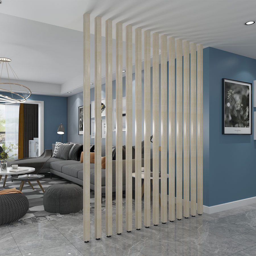 玄关立柱北欧铁艺实木竖条屏风隔断客厅办公室装饰铝合金方通方管