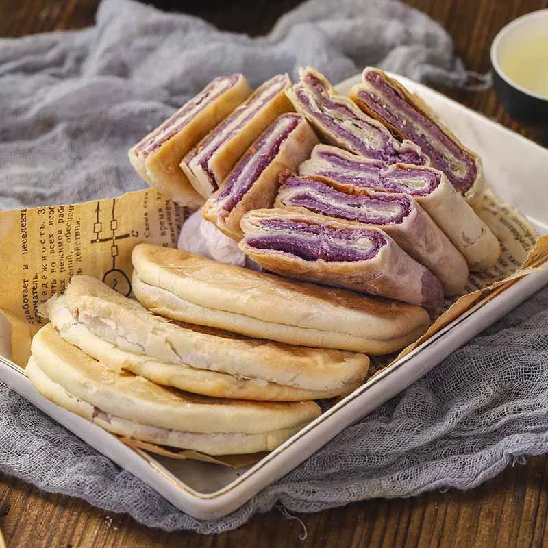 紫薯芋泥饼早点早餐糕点面包小吃代餐零食整箱批发紫薯饼