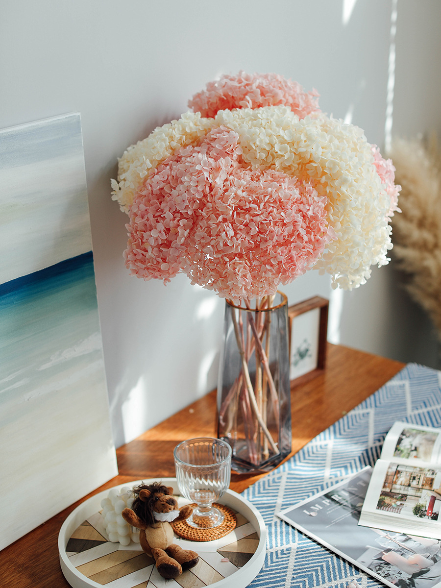 批发安娜小叶绣球花干花ins风干鲜花真花天然秋色大叶吊顶装饰花