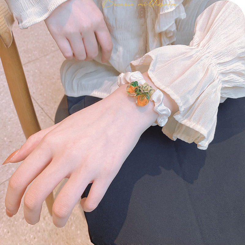 网红柿子小皮筋手腕ins闺蜜款手链女夏女生小众设计手绳学生简约