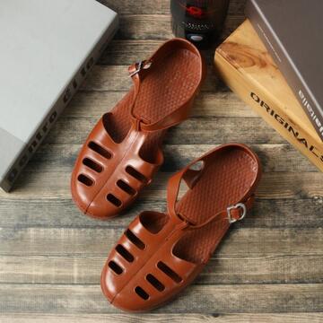 胶凉鞋男解放鞋猪笼鞋包头北京军凉鞋复古老式怀旧塑料鞋洞洞鞋严