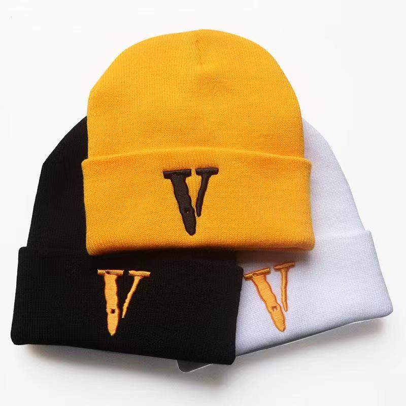 Men's and Women's Autumn and Winter Letter V Personalized Three-Dimensional Embroidery Knitted Hat Ski Cap Sleeve Cap Men's and Women's Student Wool Hat