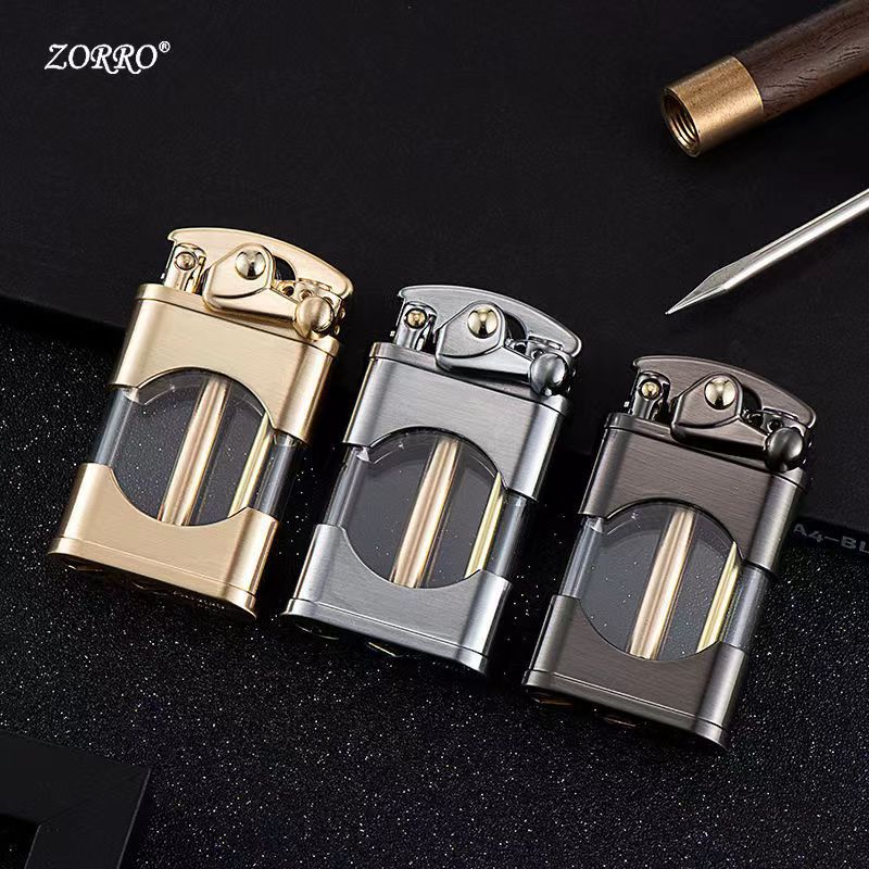 zorro佐罗煤油打火机z660摇臂透明可视油仓三色可选火机批发代发