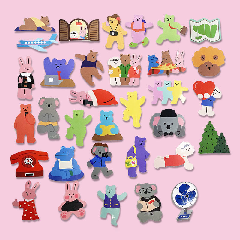 ins风韩国daily like可爱卡通减肥熊兔子笔记本贴纸手账防水贴画