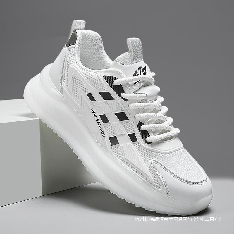 2024新款男鞋夏季网面透气爆米花软底跑步鞋青少年休闲运动鞋