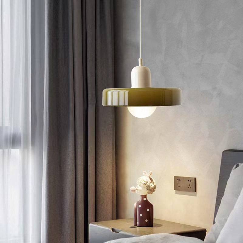 Bauhaus Dining-Room Lamp Middle Bedroom Bedside Small Droplight Nordic Designer Model Cream Style Dining Table Glass Chandelier