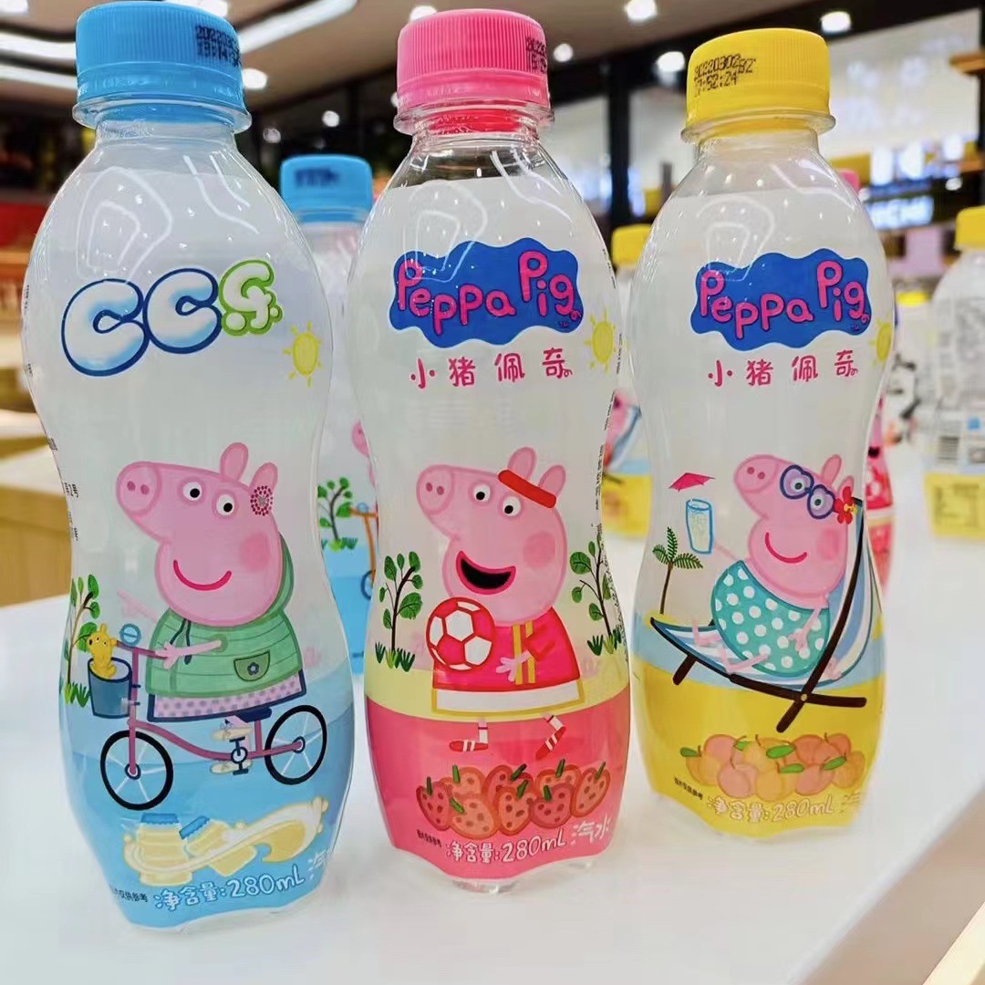 小猪cc乐 气泡果味水 白桃味 草莓味 乳酸菌味 280ml*24瓶/箱
