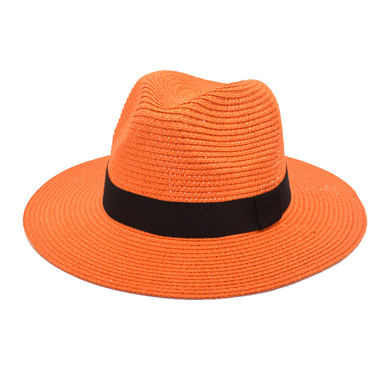 New Summer Hat Straw Panama Straw Hat British Style Top Hat Boy and Girl Sunshade Fashion Sun-Proof Beach Hat