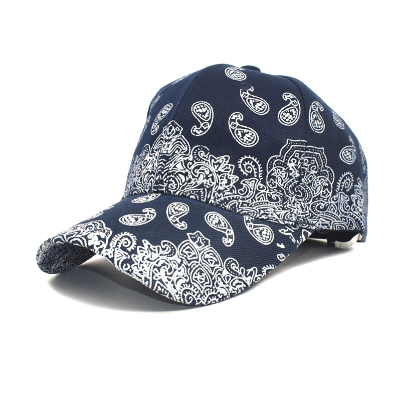 Cross-Border E-Commerce New Black and White Paisley Baseball Cap Hip Hop Sun Hat Amazon Men and Women Curved Brim Peaked Cap Tide