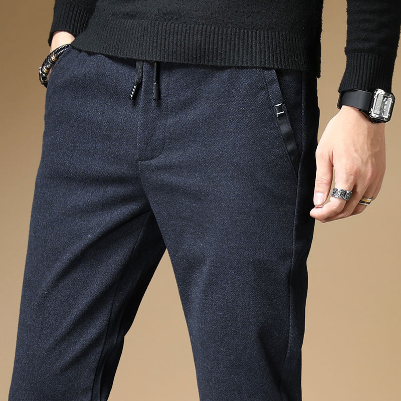 加绒休闲裤男秋冬款百搭裤子男直筒保暖加厚男裤冬季外穿宽松潮流