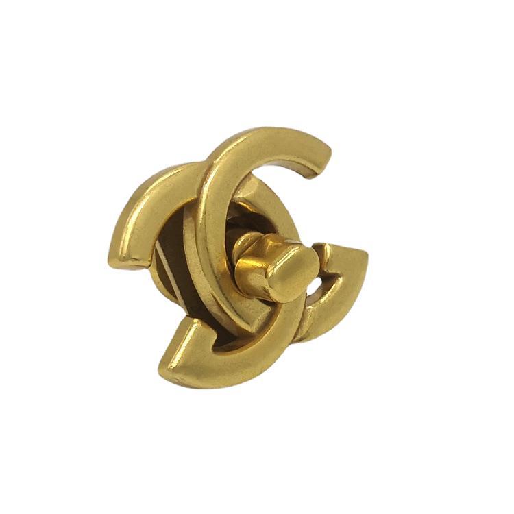 箱包五金配件新款双c拧锁金属 手工包diy鎏金扭锁 女包旋转锁扣