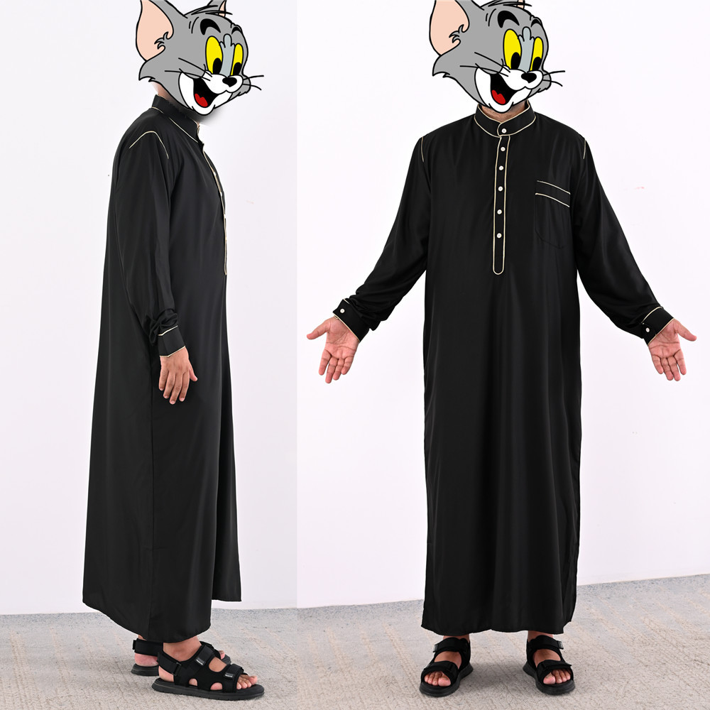 0成交6套2021新款巴基斯坦男士套装两件套穆斯林纯色宽松马来服衣服