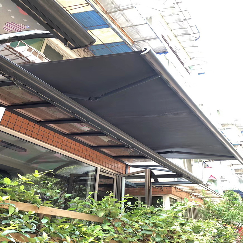 电动遮阳棚伸缩式折叠雨棚户外庭院阳台别墅手摇遥控全盒遮阳雨蓬