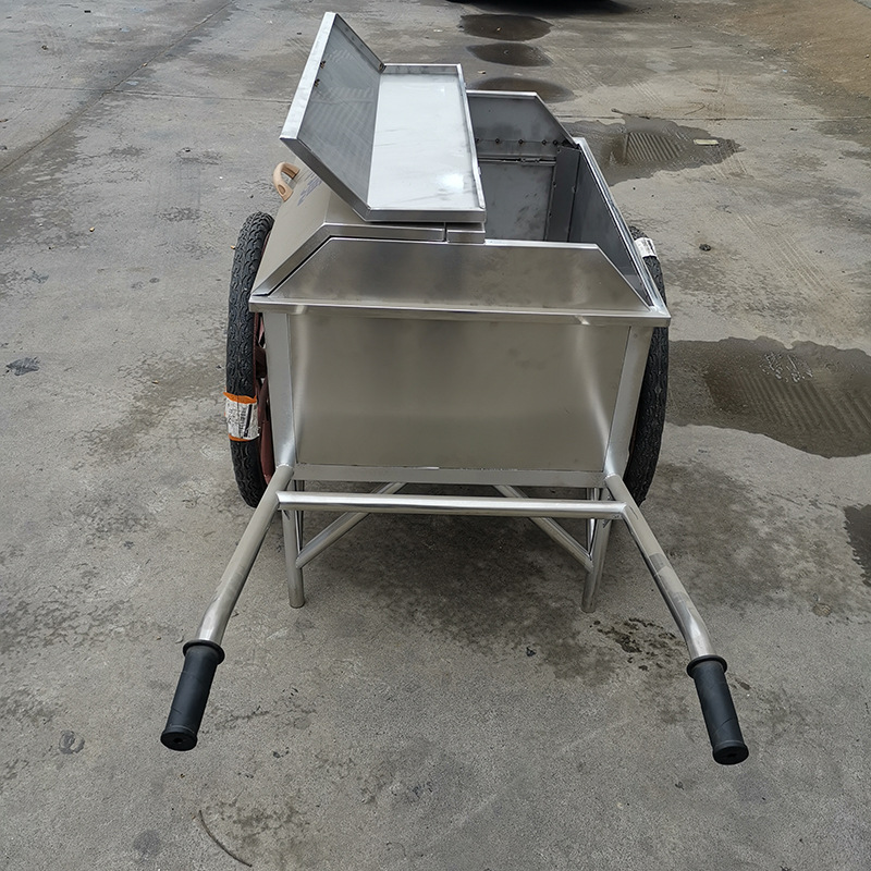环卫不锈钢手推车建筑工地人力手翻两轮车带盖物业清洁手动推车
