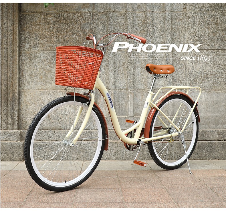 凤凰牌自行车女式轻便成年大人24寸26寸男女士通勤车学生上班单车