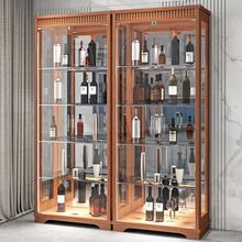 实木玻璃酒柜展示柜客厅家用现代简约储物柜手办乐高模型中式酒柜