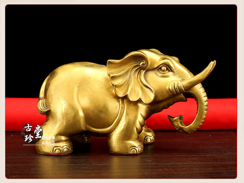 纯铜大象摆件 一对吸水象如意财富吸财大象 客厅玄关店铺开业礼品