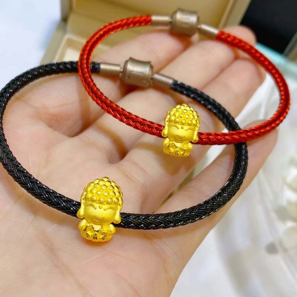 工厂承接纯金路路通手串 足金黄金佛头手串路路通款式 3d硬金