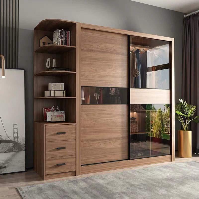 家用新中式推拉门衣柜卧室储物移滑门大衣橱整体趟门