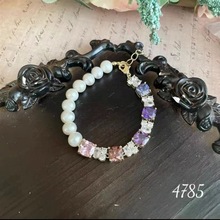 玻璃珍珠满镶嵌拼接天然紫色坦桑锆石项链多种戴法设计感锁骨链女