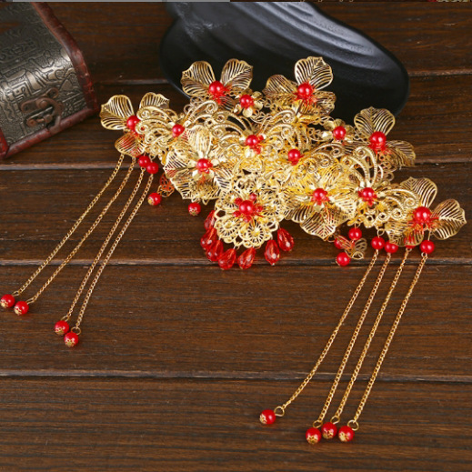 秀禾头饰新娘秀禾服古装结婚中式婚礼大气流苏额饰步摇发饰女