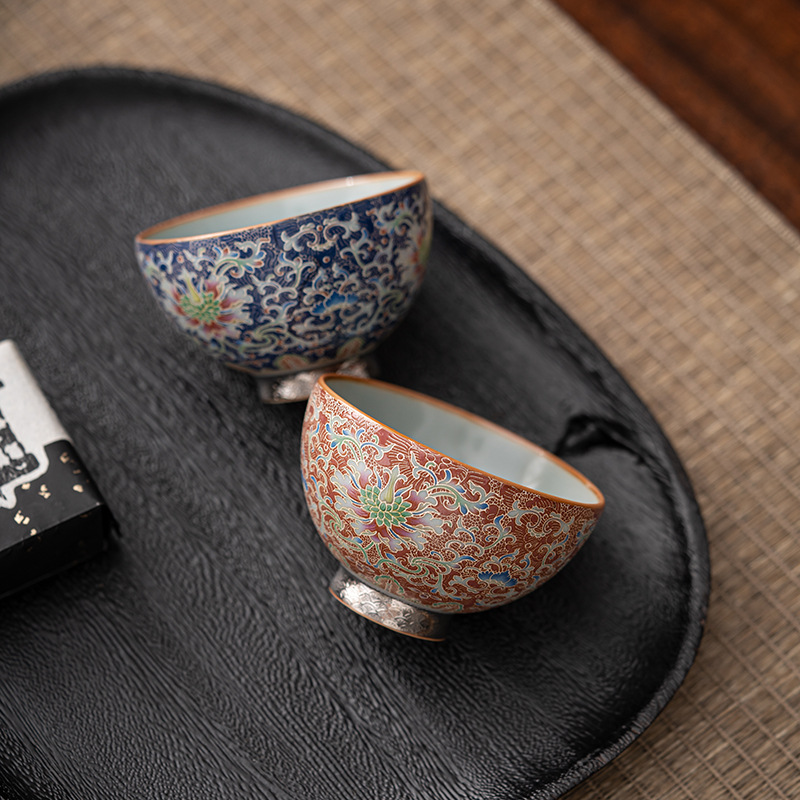 渡景山房陶瓷汝瓷茶具珐琅彩功夫茶杯主人杯家用办公室高端单杯子