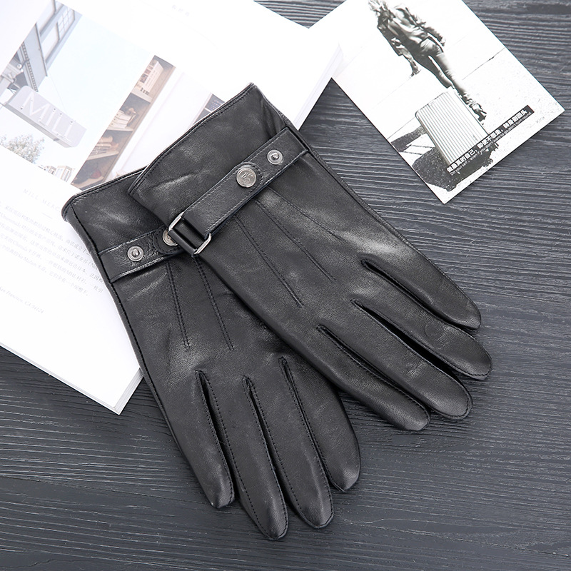 Cross-Border Supplies Men's Leather Gloves Winter Sheepskin Gloves Warm Cycling Winter Wind-Proof and Cold Protection Gloves Factory Wholesale