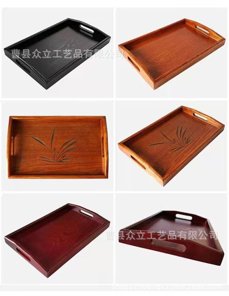 Factory Multi-Specification Wooden Tray Dessert Bread Plate Restaurant Hotel Wooden Fruit Plate Pastry Nut Display Plate