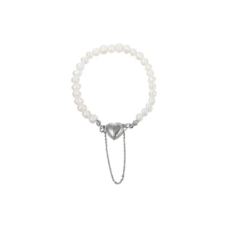 Lovely Magnetic Natural Freshwater Pearl Bracelet Female Online Influencer Bracelet Fashion All-Match Vintage Jewelry