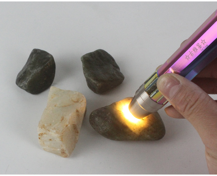 新款强光照玉石手电筒小口径大功率可充电翡翠原石翡翠鉴定用灯